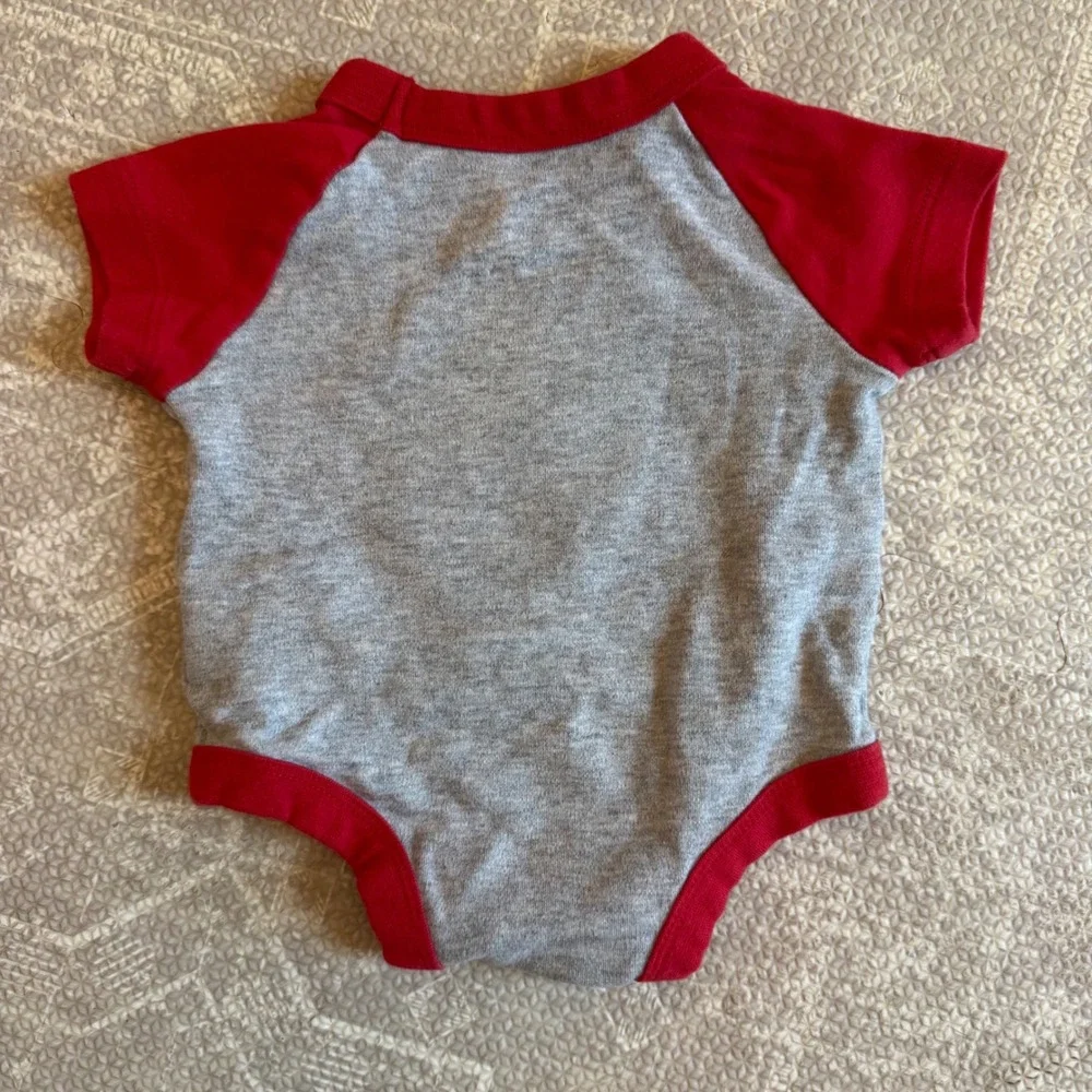 Disney Mickey Mouse Bodysuit Baby Newborn Gray Red Future Prince Charming